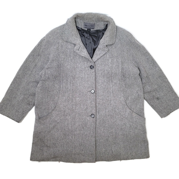 Bromley collection gray wool blend jacket with scarf size 18 women's. - Picture 6 of 7
